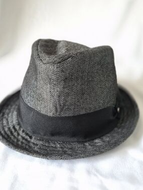 Stetson All American Charcoal Gray Herringbone Fedora Trilby Hat Men Large XL